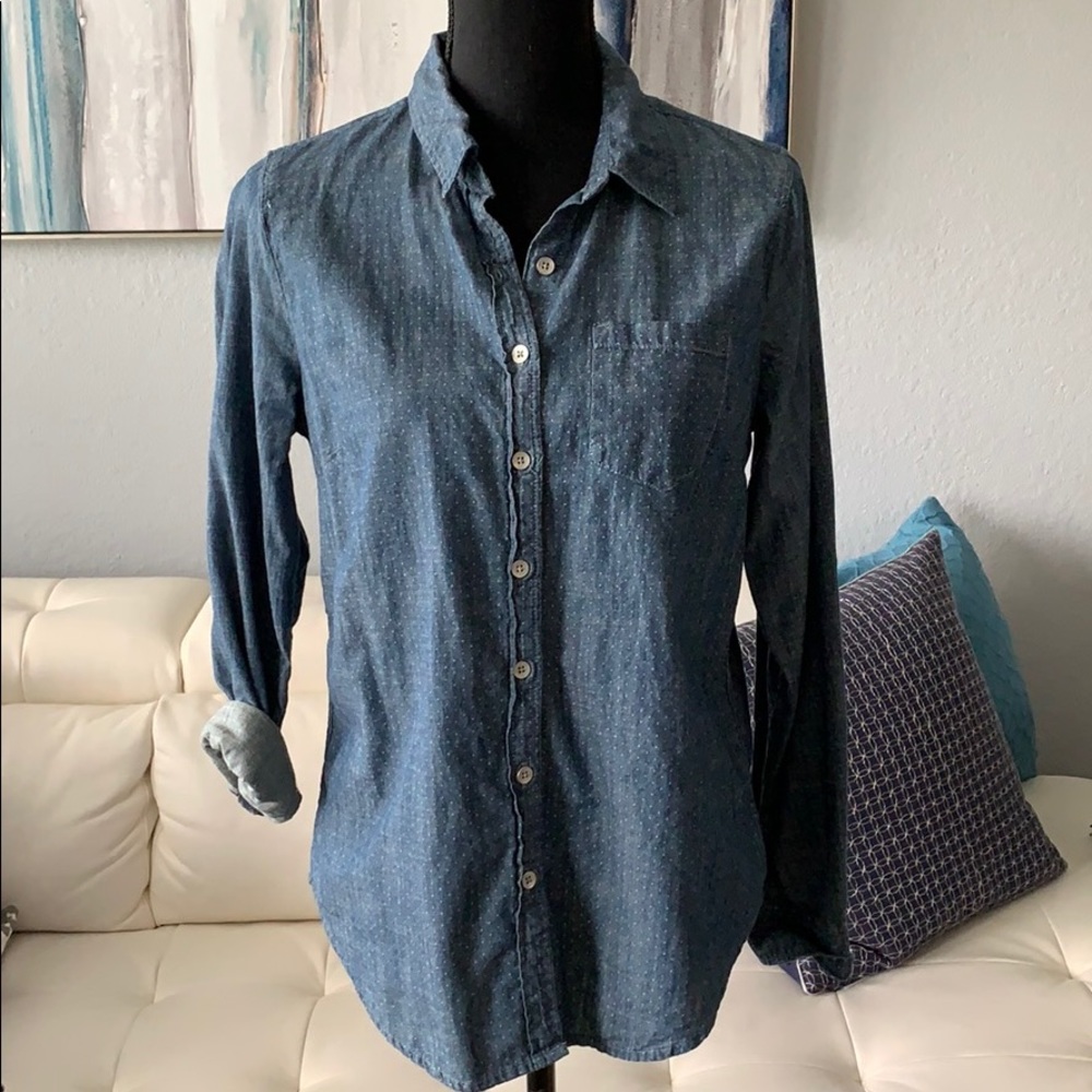 GAP Denim Polka-Dot Button-down Blouse, Small